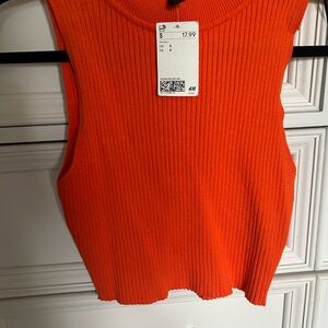 H&M Vibrant Orange Ribbed Tank Top